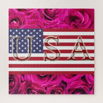 Usa Flag & Roses Puzzle by usadesignstore at Zazzle