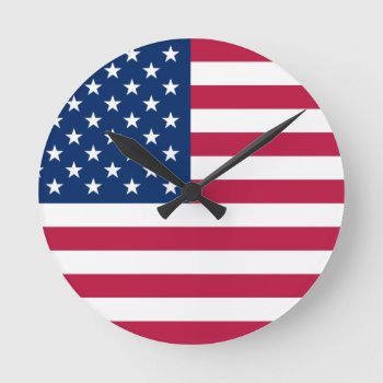 Usa Flag Round Clock by flagart at Zazzle