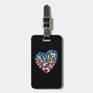 USA Flag Running Heart - American Runner Luggage Tag