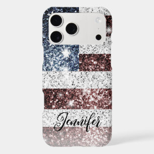 USA flag rustic America sparkles Your Custom name iPhone 17 Pro Max Case