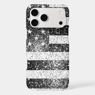 USA flag rustic black white silver sparkles iPhone 17 Pro Max Case