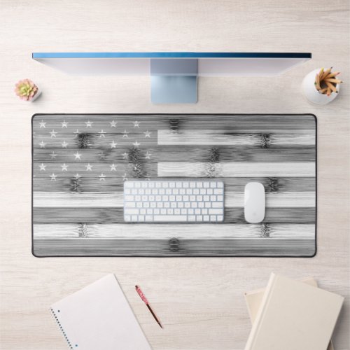 USA flag Rustic Black White Wood America Desk Mat