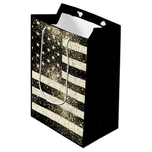 USA flag Rustic gold sepia Sparkles Medium Gift Bag