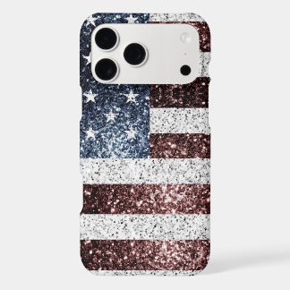 USA flag rustic red white blue sparkles glitters iPhone 17 Pro Max Case