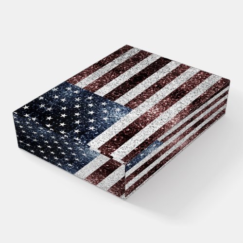 USA flag rustic red white blue sparkles glitters Paperweight