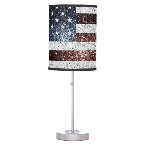 USA flag rustic red white blue sparkles glitters Table Lamp