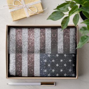 USA flag rustic red white blue sparkles glitters Tissue Paper