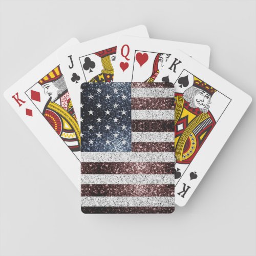 USA flag rustic sparkles glitters Playing Cards