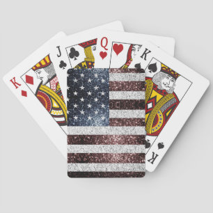USA flag rustic sparkles glitters Poker Cards