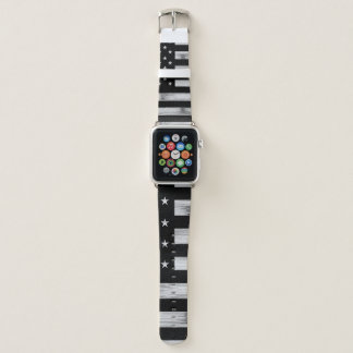 USA flag Rustic Wood Black White Patriotic America Apple Watch Band