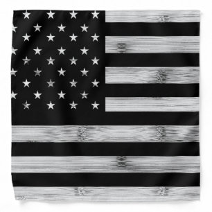 USA flag Rustic Wood Black White Patriotic America Bandana