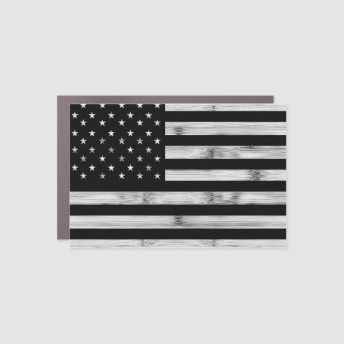 USA flag Rustic Wood Black White Patriotic America Car Magnet