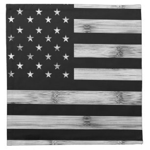 USA flag Rustic Wood Black White Patriotic America Cloth Napkin