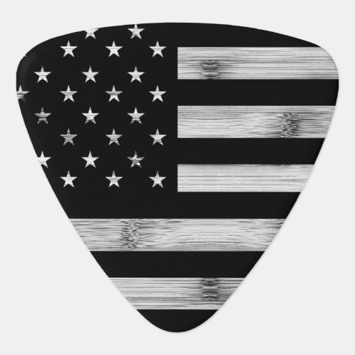 USA flag Rustic Wood Black White Patriotic America Guitar Pick