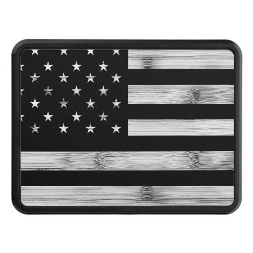 USA flag Rustic Wood Black White Patriotic America Hitch Cover