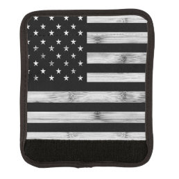 USA flag Rustic Wood Black White Patriotic America Luggage Handle Wrap