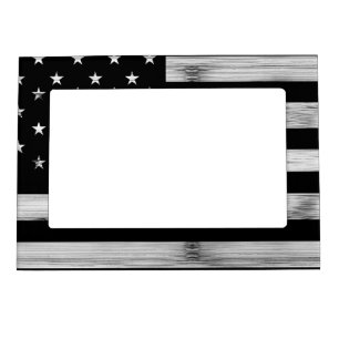 USA flag Rustic Wood Black White Patriotic America Magnetic Frame