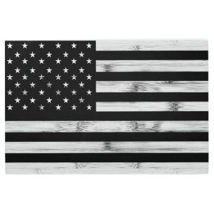 USA flag Rustic Wood Black White Patriotic America Metal Print