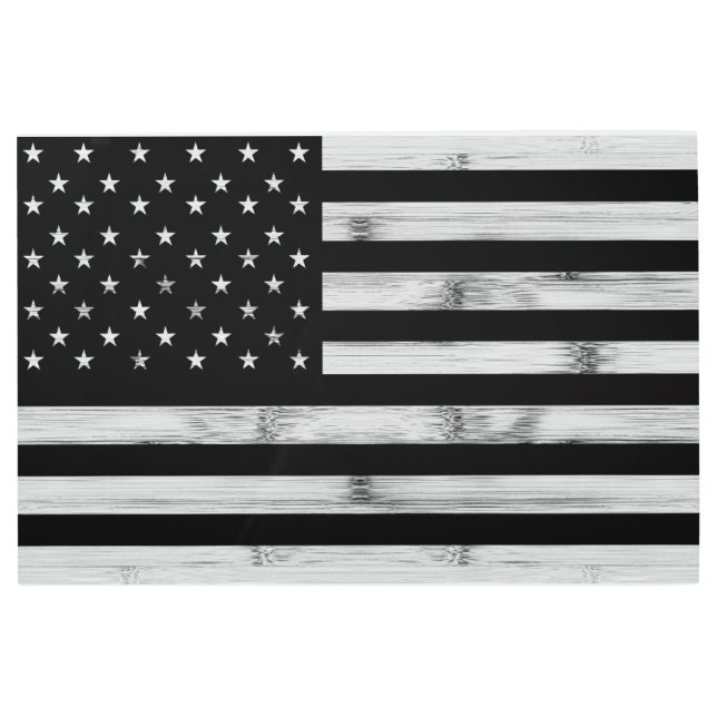 USA flag Rustic Wood Black White Patriotic America Metal Print (Front)
