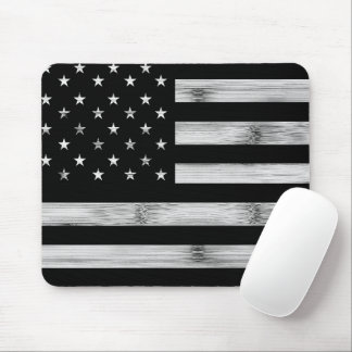 USA flag Rustic Wood Black White Patriotic America Mouse Pad