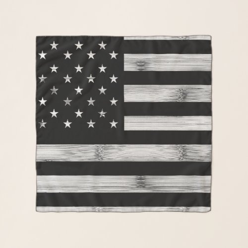 USA flag Rustic Wood Black White Patriotic America Scarf