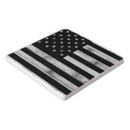 USA flag Rustic Wood Black White Patriotic America Trivet