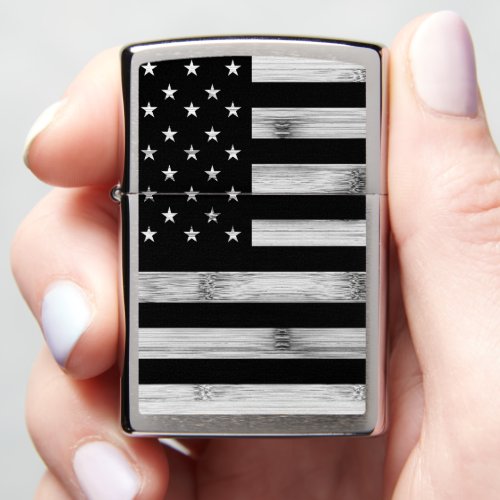 USA flag Rustic Wood Black White Patriotic America Zippo Lighter