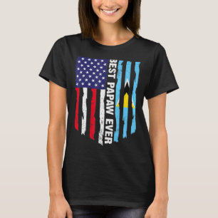 Usa Flag & Saint Lucia Flag Best Papaw Ever T-Shirt