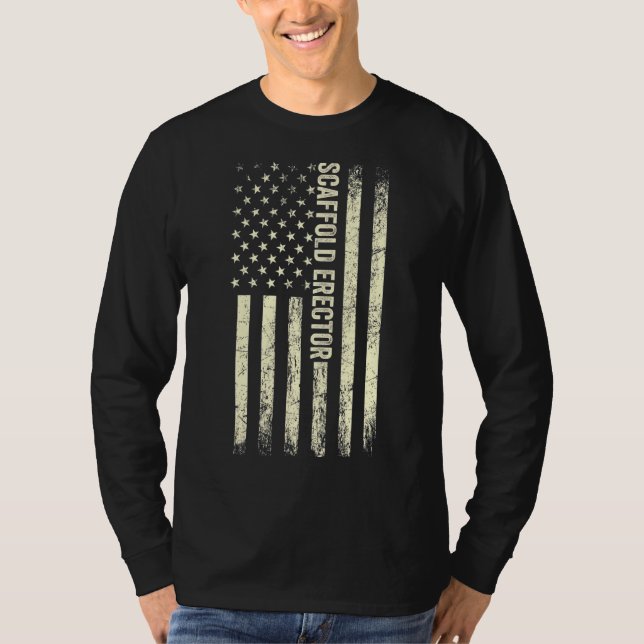 Usa Flag Scaffolding  Proud American Scaffold Erec T-Shirt (Front)