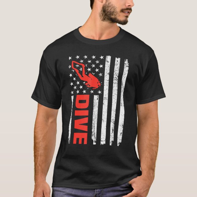 Usa Flag Scuba Diving Tee For Scuba Diver Instruct (Front)