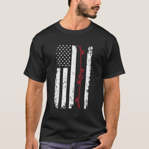 Usa Flag Skateboarding Skater T_Shirt