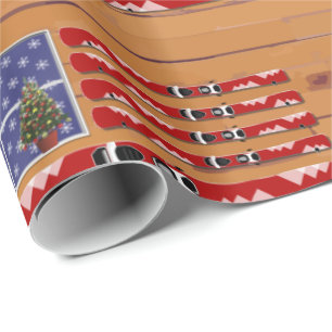 USA Flag Skis Christmas (fixed text) Wrapping Paper