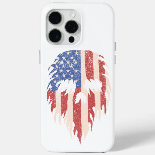 USA Flag Skull Beard Distressed Patriotic Design iPhone 15 Pro Max Case