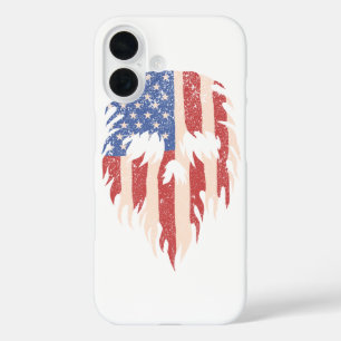 USA Flag Skull Beard   Distressed Patriotic Design iPhone 16 Case
