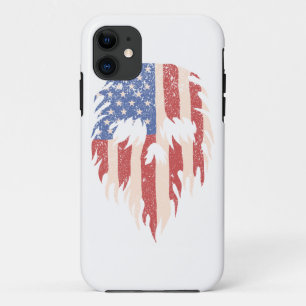 USA Flag Skull Beard Distressed Patriotic Design iPhone 11 Case