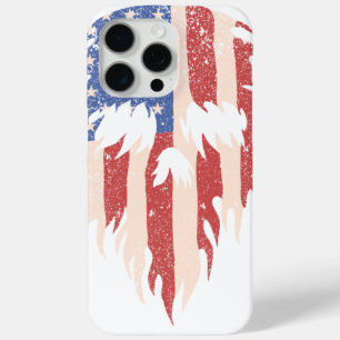 USA Flag Skull Beard Distressed Patriotic Design iPhone 15 Pro Max Case