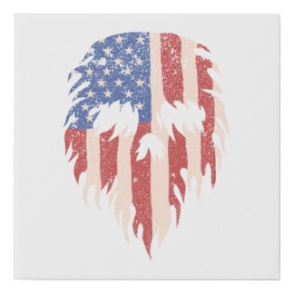 USA Flag Skull Beard | Distressed Patriotic Design Faux Canvas Print