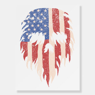 USA Flag Skull Beard   Distressed Patriotic Design Foam Board