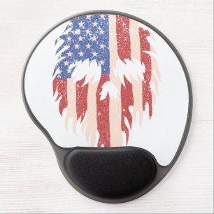 USA Flag Skull Beard Distressed Patriotic Design Gel Mouse Pad
