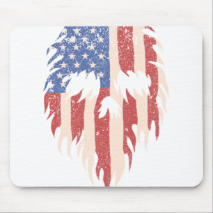 USA Flag Skull Beard   Distressed Patriotic Design Mouse Pad