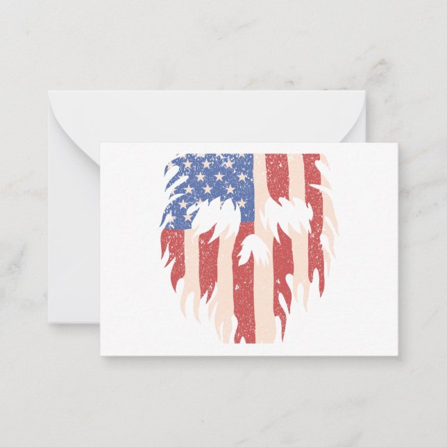 USA Flag Skull Beard | Distressed Patriotic Design Note Card (Front)