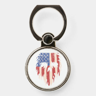 USA Flag Skull Beard | Distressed Patriotic Design Phone Ring Stand