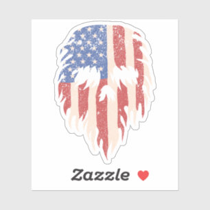 USA Flag Skull Beard Distressed Patriotic Design Sticker