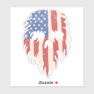 USA Flag Skull Beard Distressed Patriotic Design Sticker