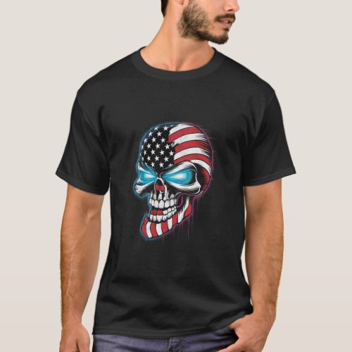 USA Flag Skull T_Shirt