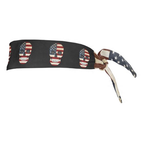 USA Flag Skulls Bandanna Headband