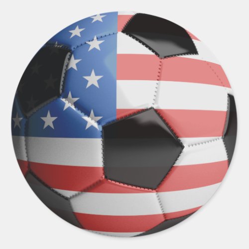 USA Flag Soccer Ball Classic Round Sticker