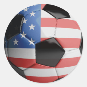 USA Flag Soccer Ball Classic Round Sticker