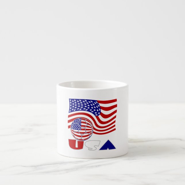 USA Flag Soccer Ball Espresso Cup (Front)