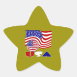 USA Flag Soccer Ball Golden Background Star Sticker